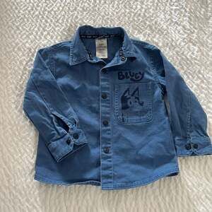 Bluey Toddler Boy Denim Shacket Button Down Shirt Size 3T Layering Bluey